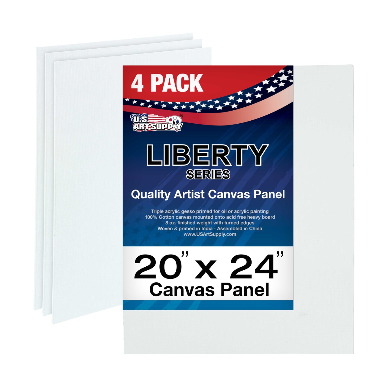 20 X 24 Inch Professional Art Canvas Board Panels 4 Pack - 8 Ounce Heavyweight Cotton Acid Free Canvases for Painting Acrylics and Watercolor (1 Case of 4 Single Canvas Painting Panels)